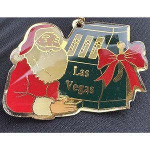 vtg enamel las vegas santa gambling chrtistmas tree ornament